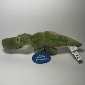The Petting Zoo Seaworld Green Plush Alligator- NWT